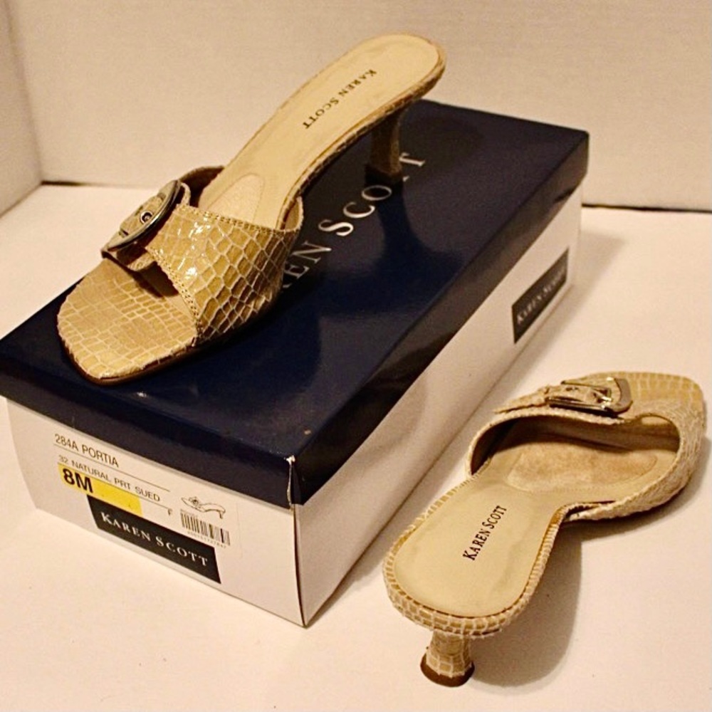Low Heel Sandal Natural PRT Sued Reptile Print